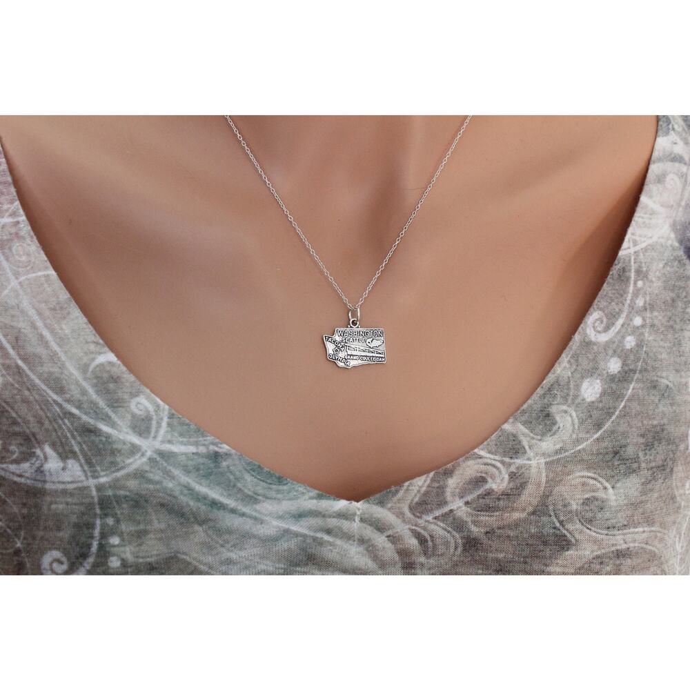 Sterling Silver Washington State Charm Necklace